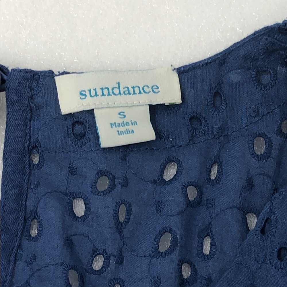 Sundance Dress Zellie Eyelet Dark Blue Midi Sleeveless Boho Women’s Size Small - Picture 6 of 11